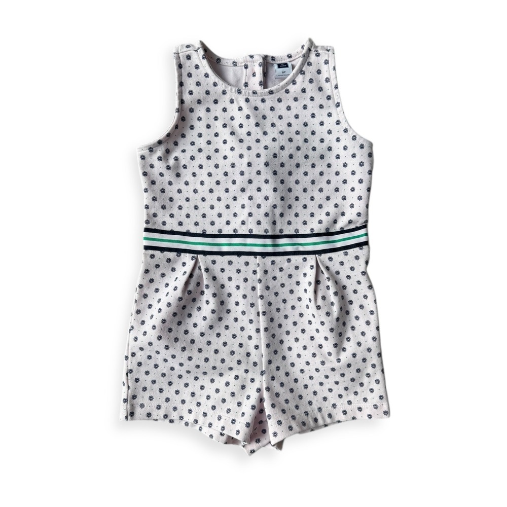 Janie and Jack Toddler Girls Pink Flower Dot Romper 2T